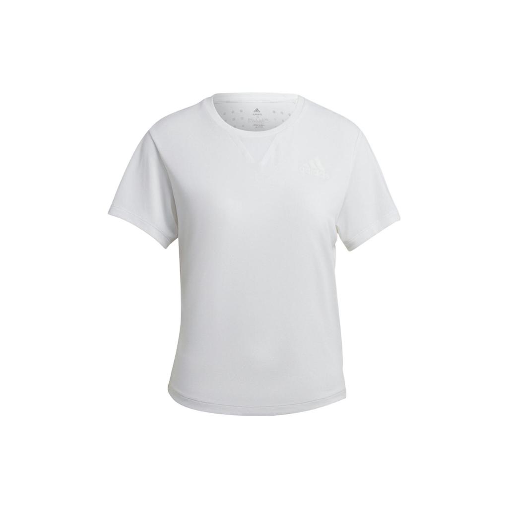 Adidas Adizero Heat Solid Color Round Neck Reflective Logo Sports Short Sleeve T-Shirt Women Tops White HD9768