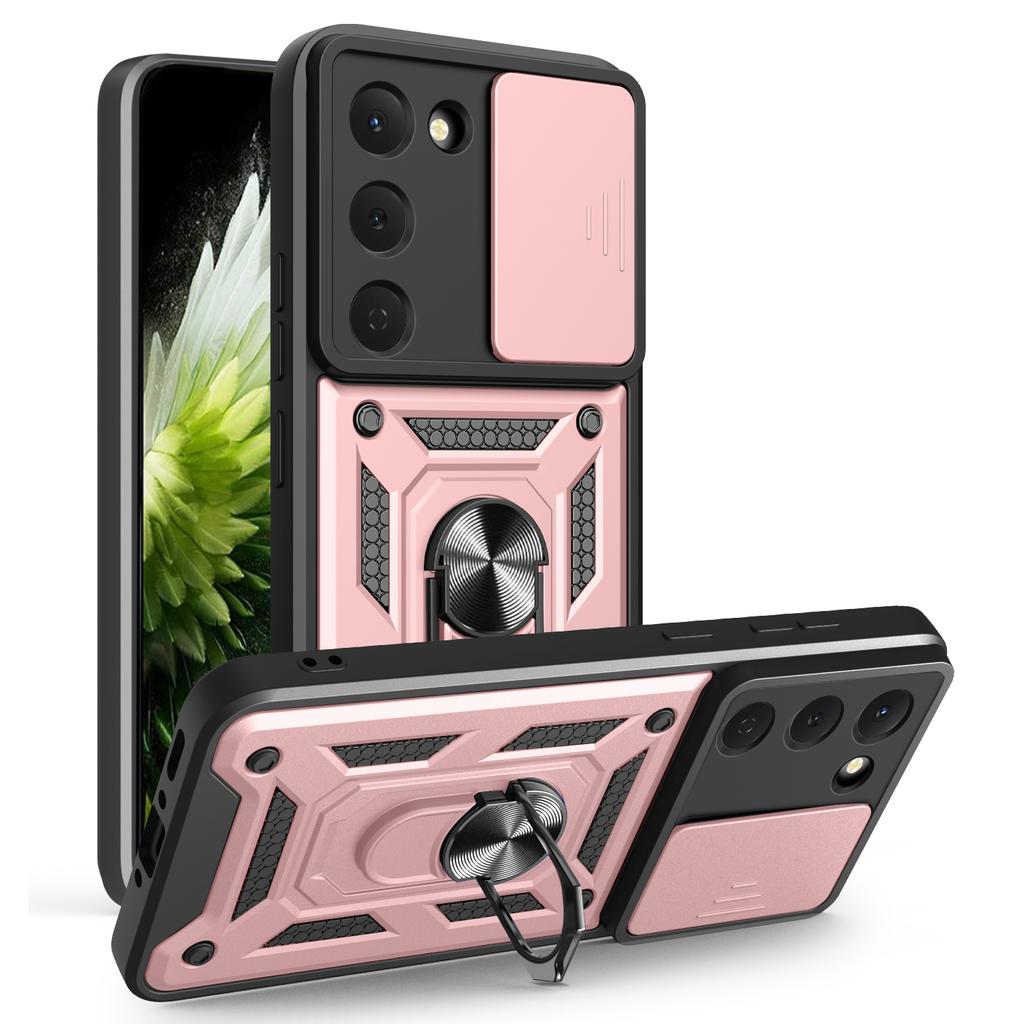 For TECNO Spark 40 Pro 4G Case with Slide Camera Lid PC+TPU Kickstand Phone Cover