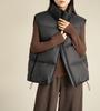 White duck down women's down stand-up collar vest solid color thick vest loose warm winter women's clothing