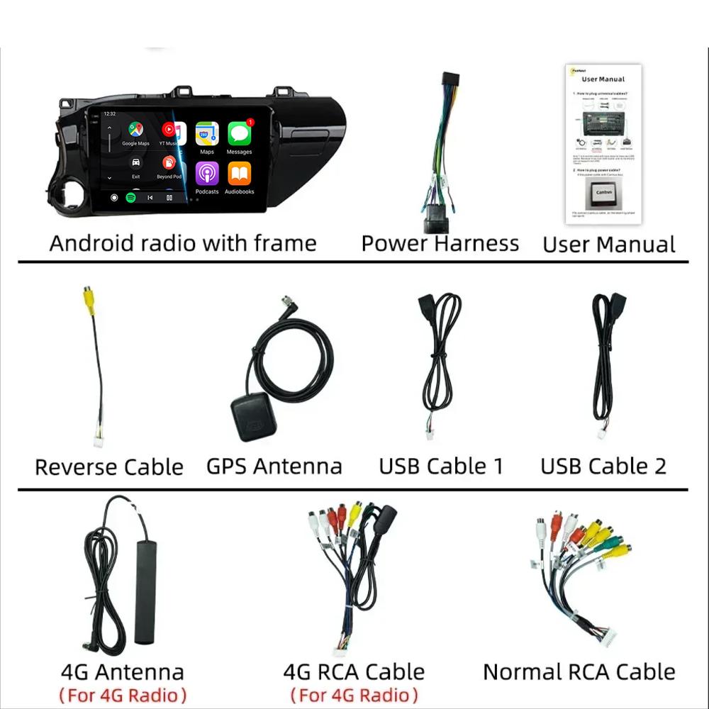 Для Toyota Hilux Пикап AN120 2015-2020 RHD LHD 8 ядер 2 DIN Android 14 Авто Автомагнитола Мультимедиа 2din Стерео Carplay GPS dvd