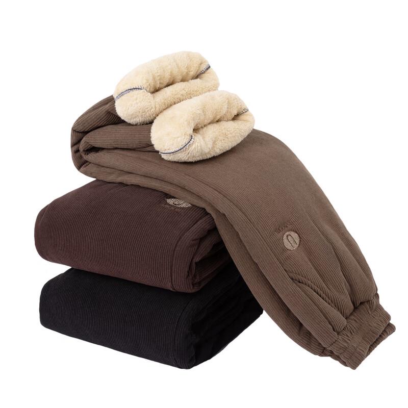 Women's Mid-Aged & Elderly Fleece-Lined Corduroy Straight-Leg Winter Pants