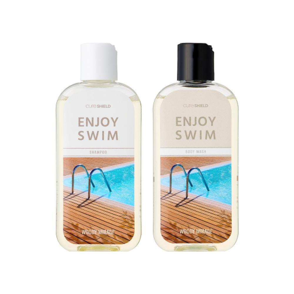 Cureshield Enjoy Swim Shampoo Body Wash Basic Set Pool Chlorine Odor Remover 200ml