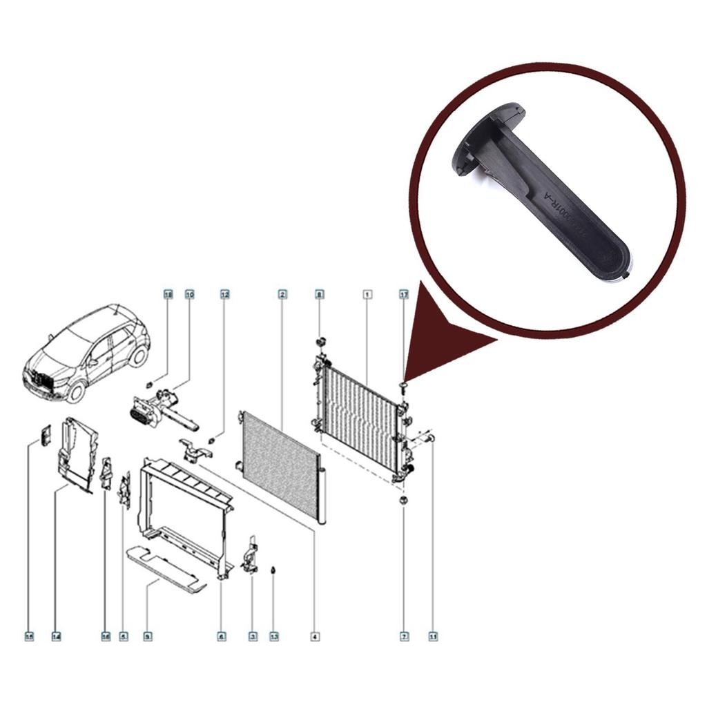 ESP973 Radiator Pillar Fixing Pin Radiator Retaining Bracket Support Mounting Clip 214450001R for Dacia Duster Dokker Lodgy