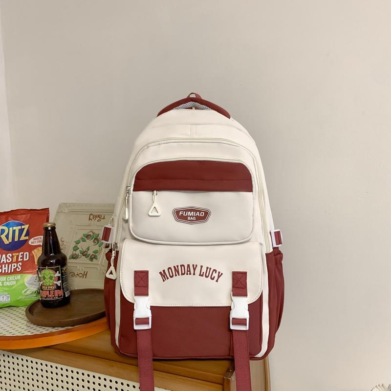 Школьный рюкзак для младших школьников, женский контрастный рюкзак для кампуса, рюкзак большой емкости