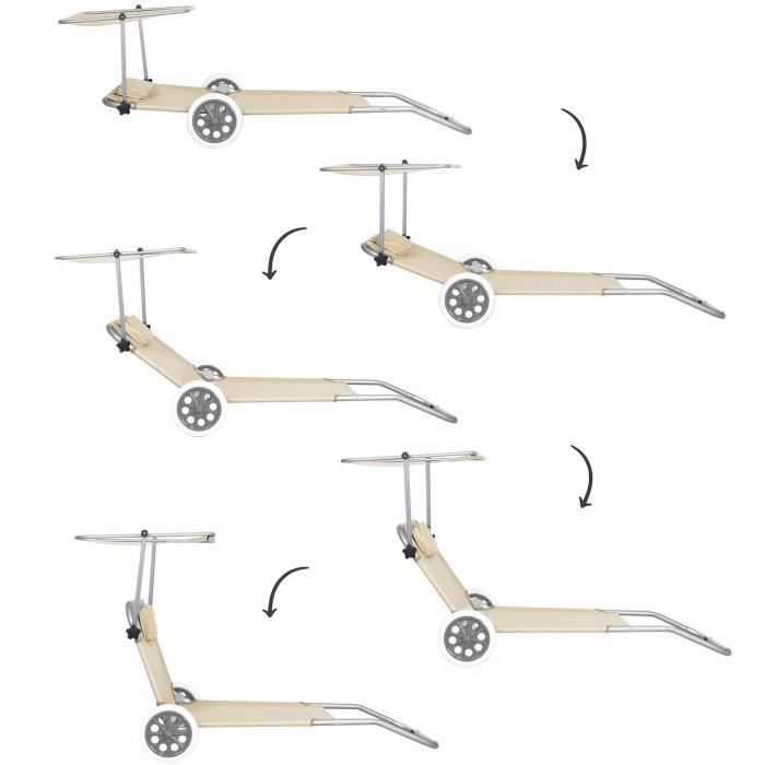 Шезлонг - SPRINGOS - Наклонный - Складной - С колесами и солнцезащитным козырьком - Сад