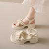 Fairy Style Thick Soled Sandals for Women Wearing Summer  New Thick Heel Cross Strap Fashionable Beach Shoes