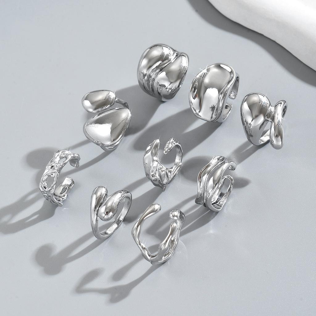 Accessories, Personalized Geometric Metal Wind 18k Electroplating Ring Set Versatile Premium Ladies Ring