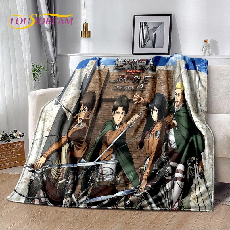 Мягкое плюшевое одеяло из японского аниме «Атака Титанов», фланелевое одеяло для гостиной, спальни, кровати, дивана, офиса
