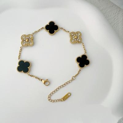 Двусторонний браслет из пяти цветов Браслет с четырьмя листочками клевера Не теряет цвет Женский элегантный легкий роскошный браслет темперамента