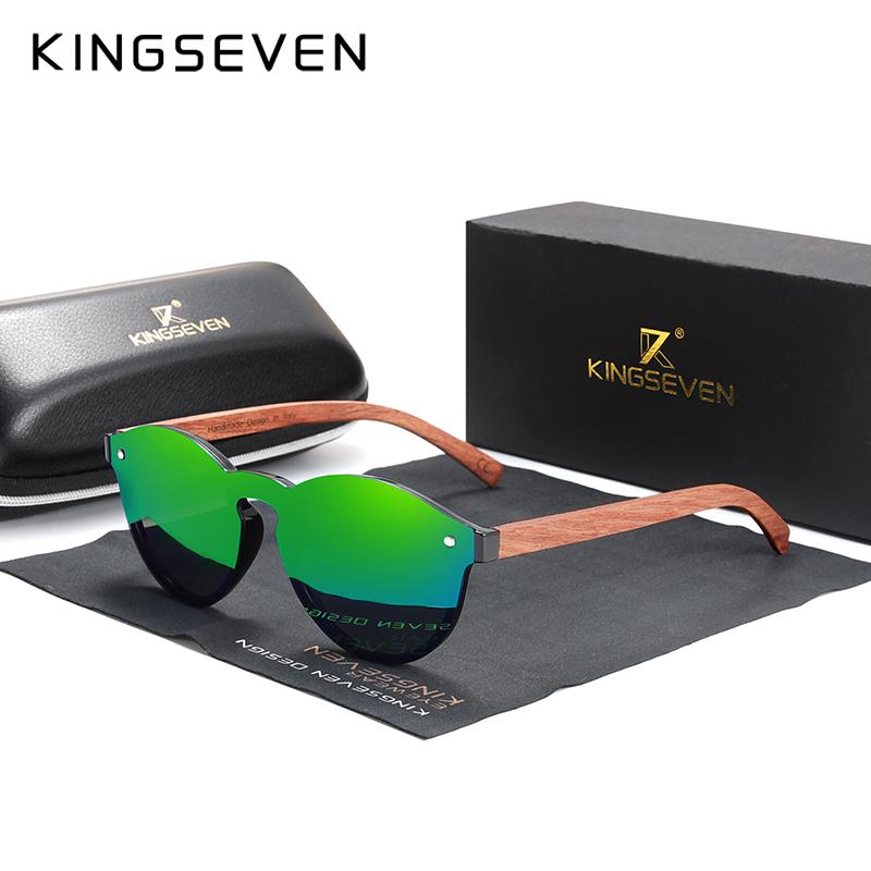 Kingseven Солнцезащитные очки из натурального дерева KINGSEVEN Bubinga, мужские поляризационные очки, деревянные модные солнцезащитные очки, оригинальные аксессуары