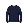 Polo FW23 Solid Logo Print Crew Neck Fitted Long Sleeve Knit Sweater Men Sweater Navy-Blue MNPOSWE16821643-410