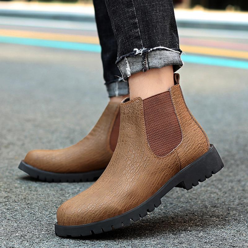 Модные мужские ботинки из натуральной кожи, универсальные, новые, без застежек, мужские туфли, модные мужские ботильоны, роскошь для мужчин, классические мотоциклетные ботинки