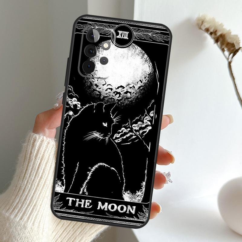 Moon Tarot Witch Cat Case For Samsung Galaxy A55 A15 A35 A56 A06 A16 A26 A36 A32 A52 A13 A33 A53 A14 A34 A54 A17