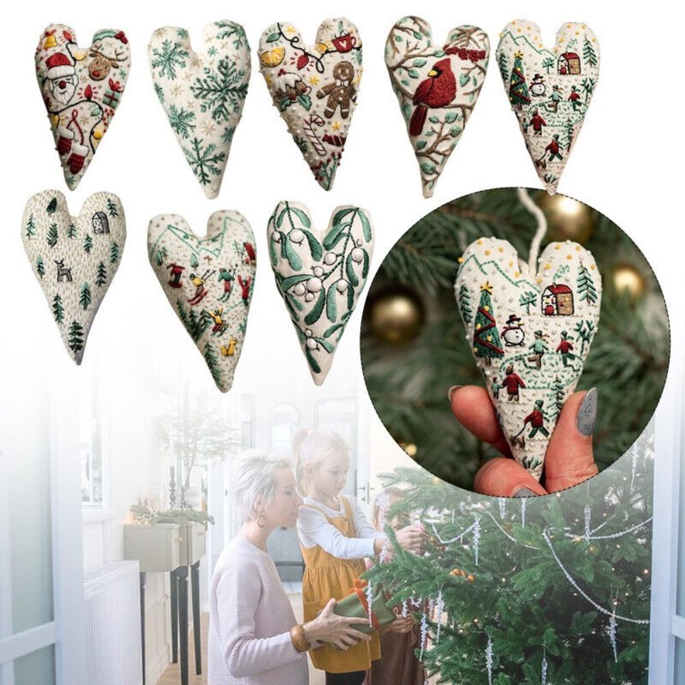 Gifts Heart Cross Stitch Kit with Needle and Thread Embroidery Christmas Decoration for Christmas
