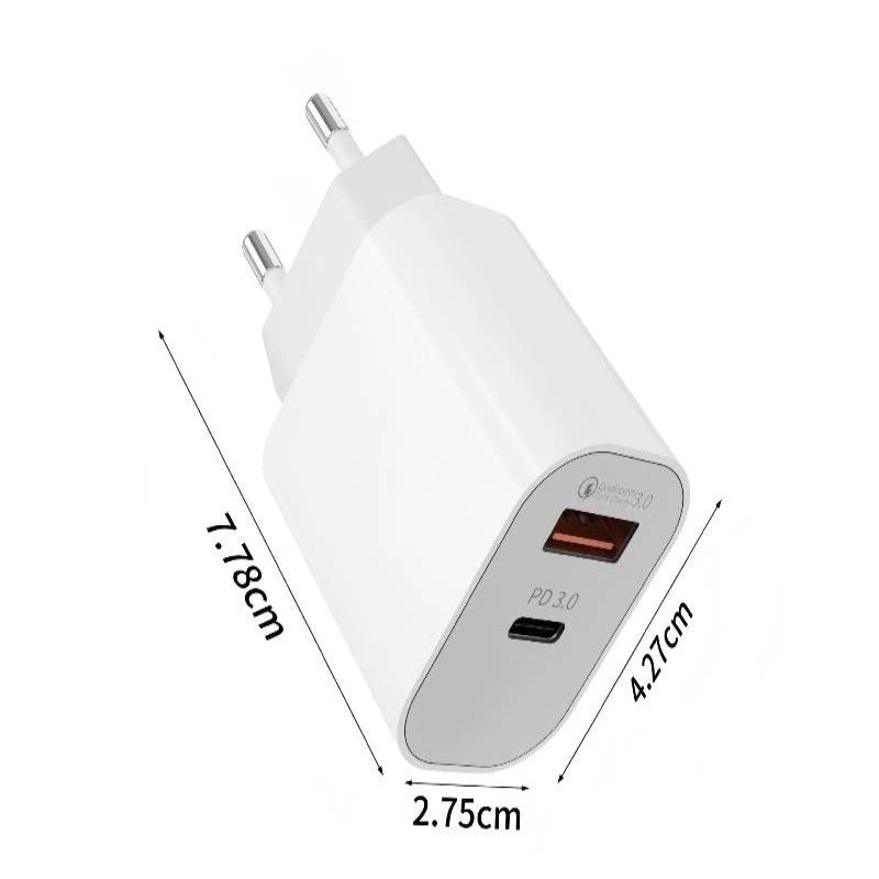 Быстрое настенное зарядное устройство 20 Вт, двойной порт USB A+C, PD QC 3.0, быстрая зарядка для дома, путешествий