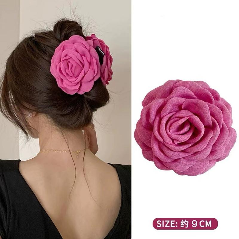 Тканевые розы, большие заколки-когти для женщин и девочек, заколки-заколки, пластиковые зажимы, головные уборы, аксессуары для волос