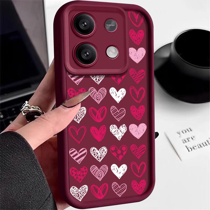 Противоударный чехол с сердечками для телефона Xiaomi 13t 11t Pro Poco F6 X5 X6 M6 Pro Redmi Note 13 12 11 Pro, защитный силиконовый мягкий чехол для объектива