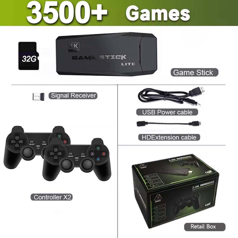 Video Game Stick Lite 4K HD Video Game M8 Console 64GB Double Wireless Controller For 10000 Retro Games Kid Xmas Gift
