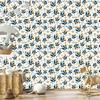 Wallpaper Flowers white, light gray, turquoise and cream 50x1000