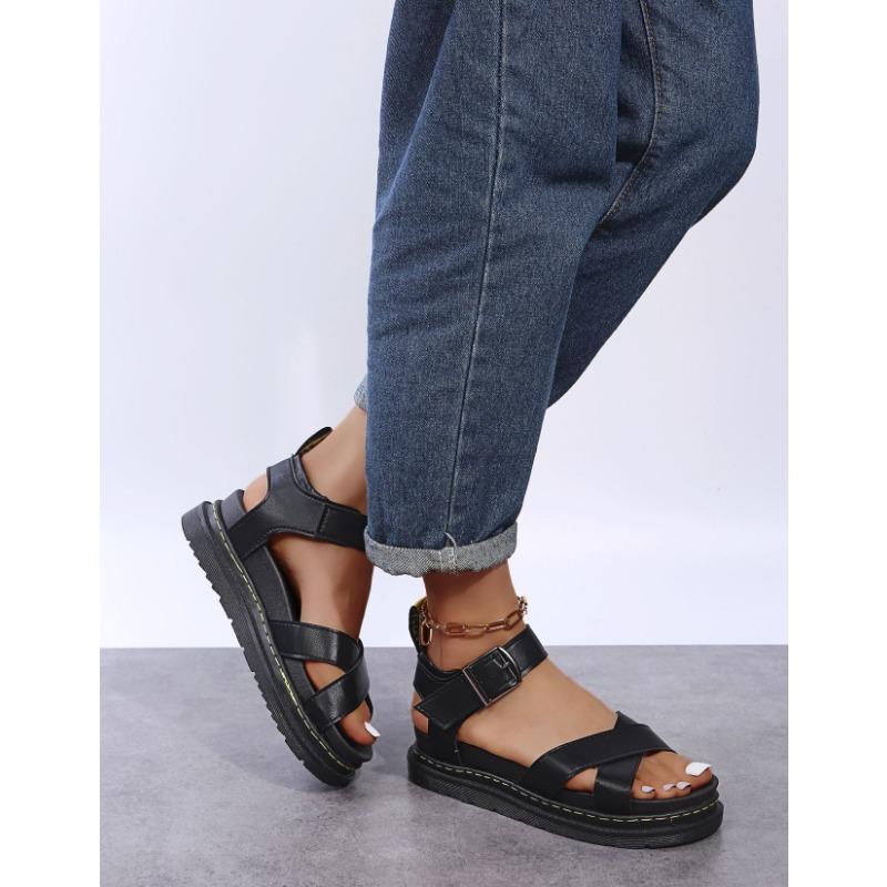 Летние римские сандалии большого размера на толстой подошве с плоской подошвой