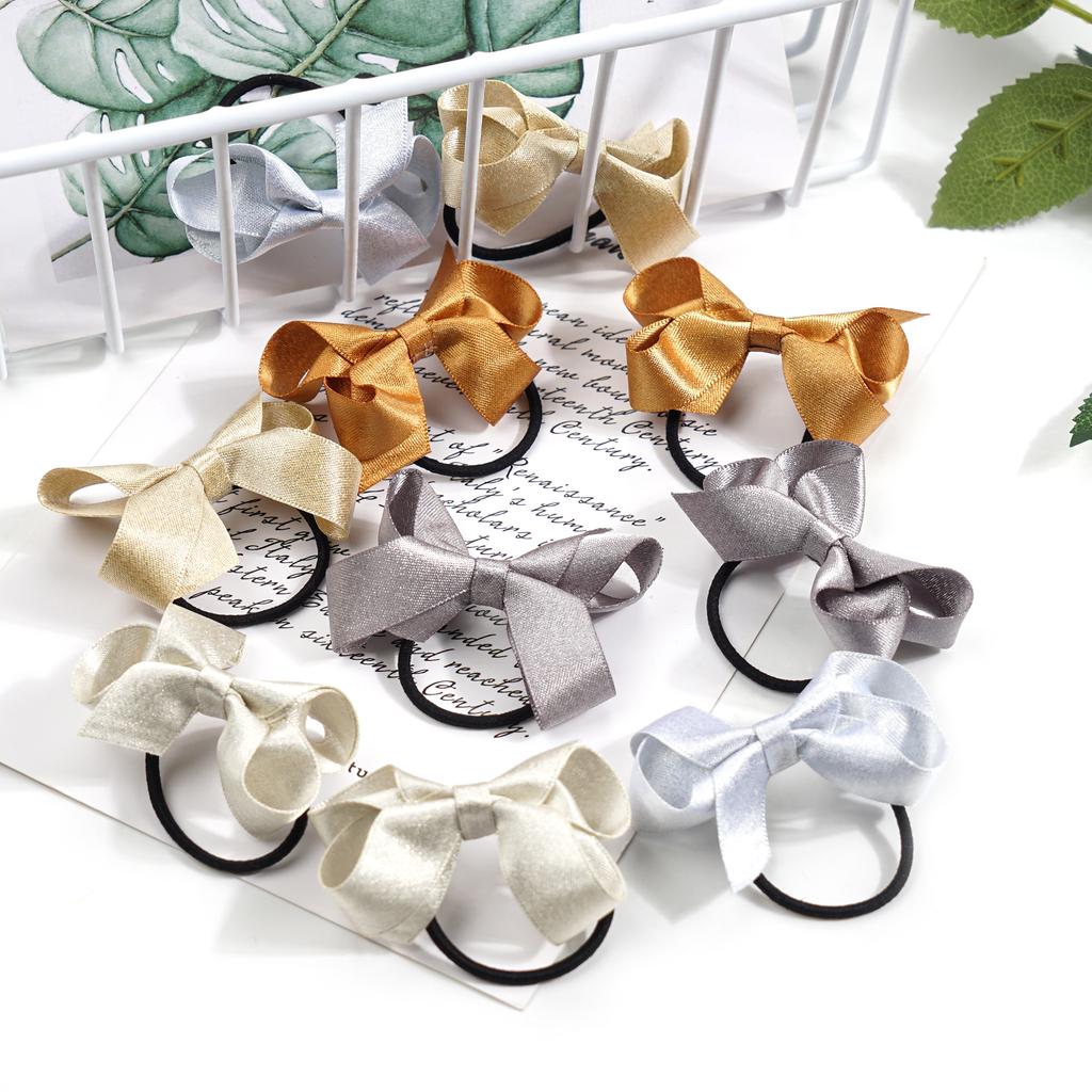 40 шт. Блестящие шелковые ленты 2,5" Банты для волос Держатели для хвостиков Эластичные резинки Повязки для волос для маленьких девочек малышей Подарки парами