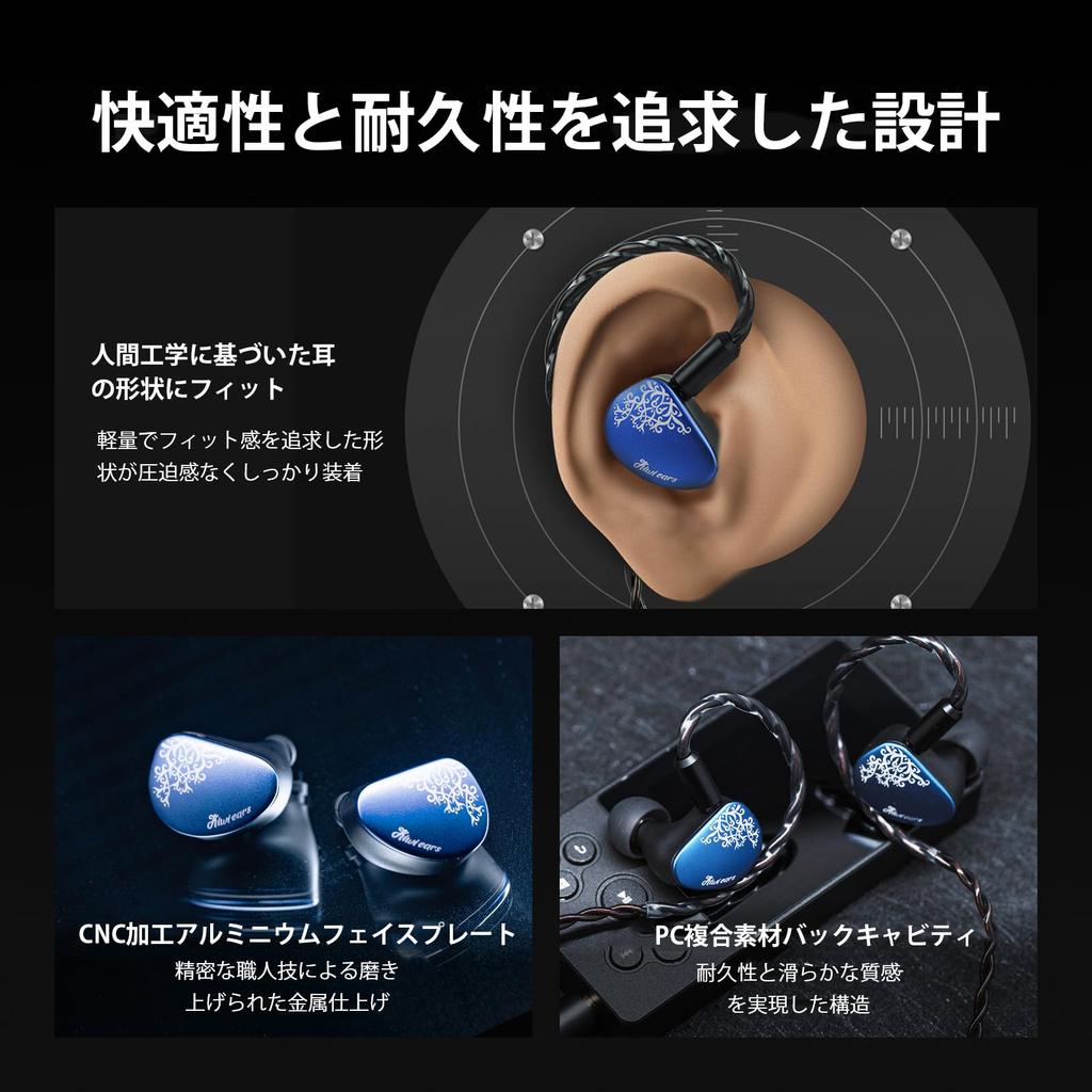 Linsoul Kiwi Ears Cadenza II 10-мм титановый драйвер Синие внутриканальные мониторы,