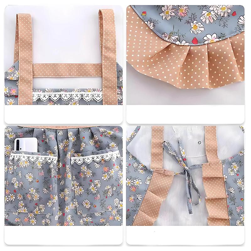 1Pc Cute Canvas Home Apron For Women'S Kitchen Cooking, Breathable, Anti Fouling, Wear Resistant, Cleaning, New Canvas Apron