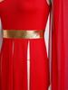 S-XXL Lyrical Worship Dance Dress One Shoulder Sleeveless Metallic Shiny Patchwork Slit Hem Tunic with Drape for Stage