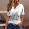 Women's T Shirt Tee Print Button Short Sleeve Daily Weekend Fashion Basic V- Neck Regular Top