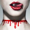 Halloween Necklace Creative Bloody Cut Bloodstained Necklace, Red Simulation Belly Bleeding Collar
