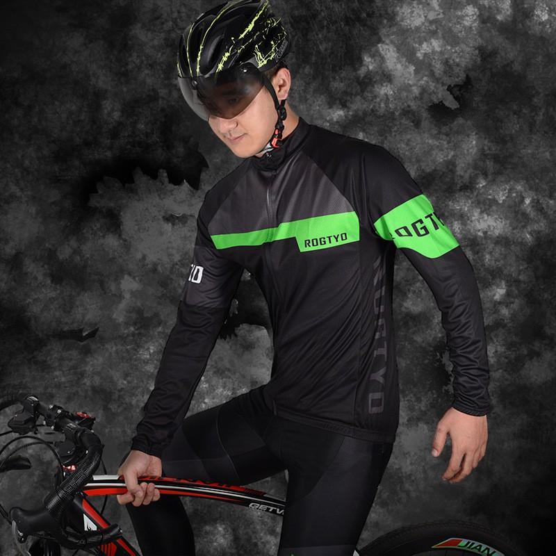 Mens Long Sleeve Cycling Jersey Shorts Set - Quick Dry Breathable Mountain Road Bike Apparel