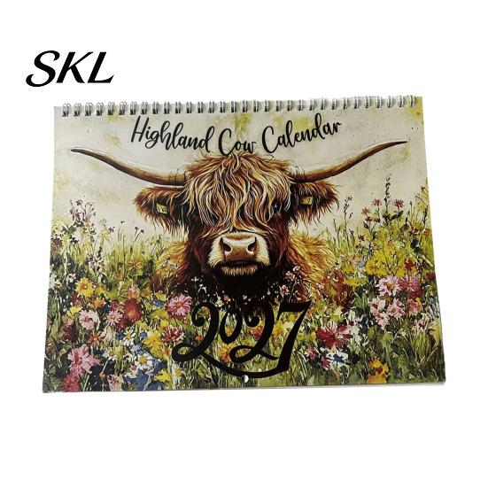 Professional Planning Calendar Highland Cow 2027, 12 Month Wall Hanging Planner with Decorative Desk Large Daily Blocks, Home Office Organizer, Lover