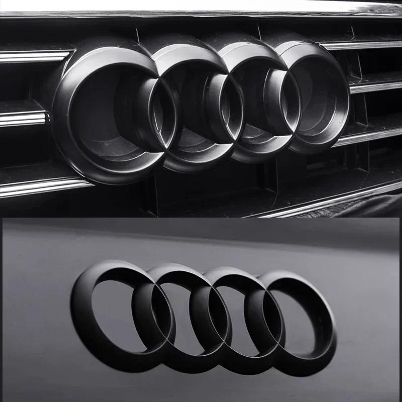 4 Ring logo ABS Matte Black Car Hood Front Bonnet Grill Rear Trunk Emblem Badge Sticker For q2 A3 A4 A5 A6 A7 Q2 Q3 Q5 Q8 TT