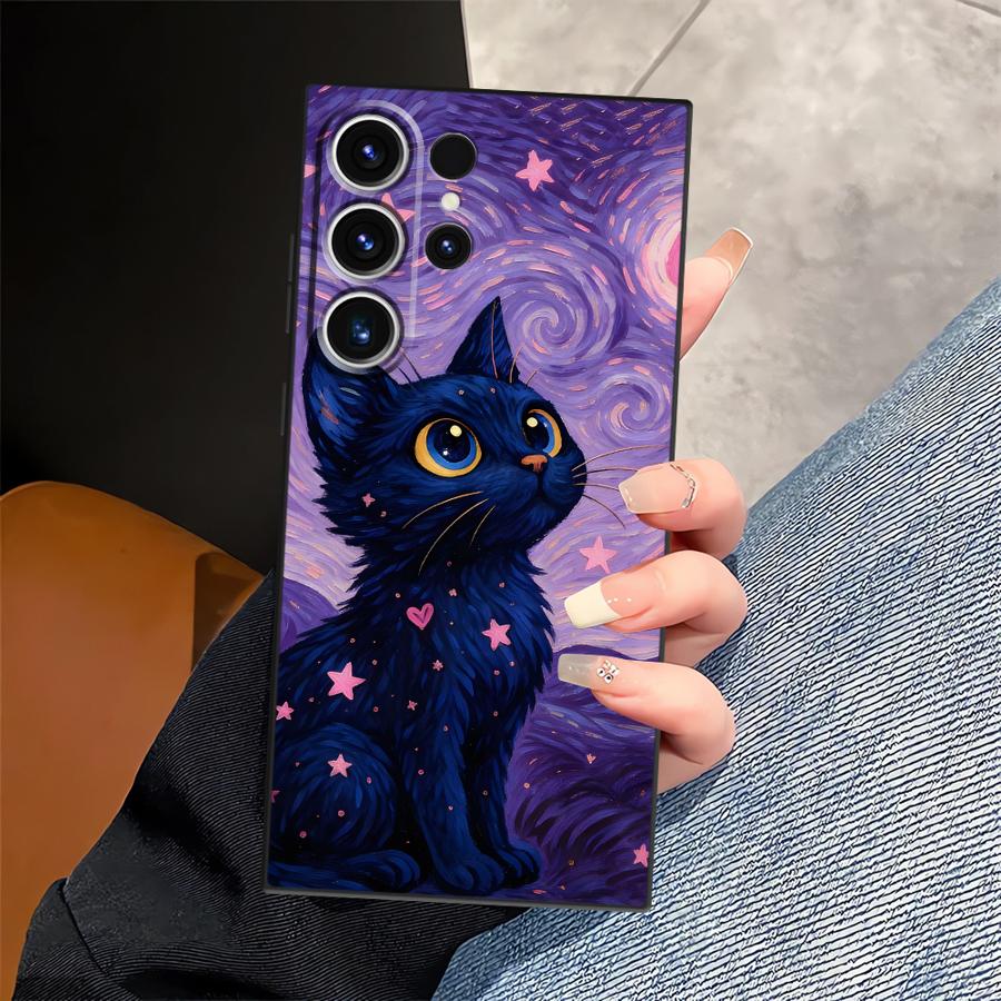 Вращающийся чехол со звездным небом и кошкой для Samsung Galaxy S26 Ultra S21 FE S20 Ultra S10 S9 S25 Plus Note 20 8 9 10 S24 S23 Funda Чехол для телефона