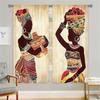 2 Pcs African Women Pattern Curtains Vintage Ethnic Style Living Room Bedroom Window Decorative Curtains Artistic Style