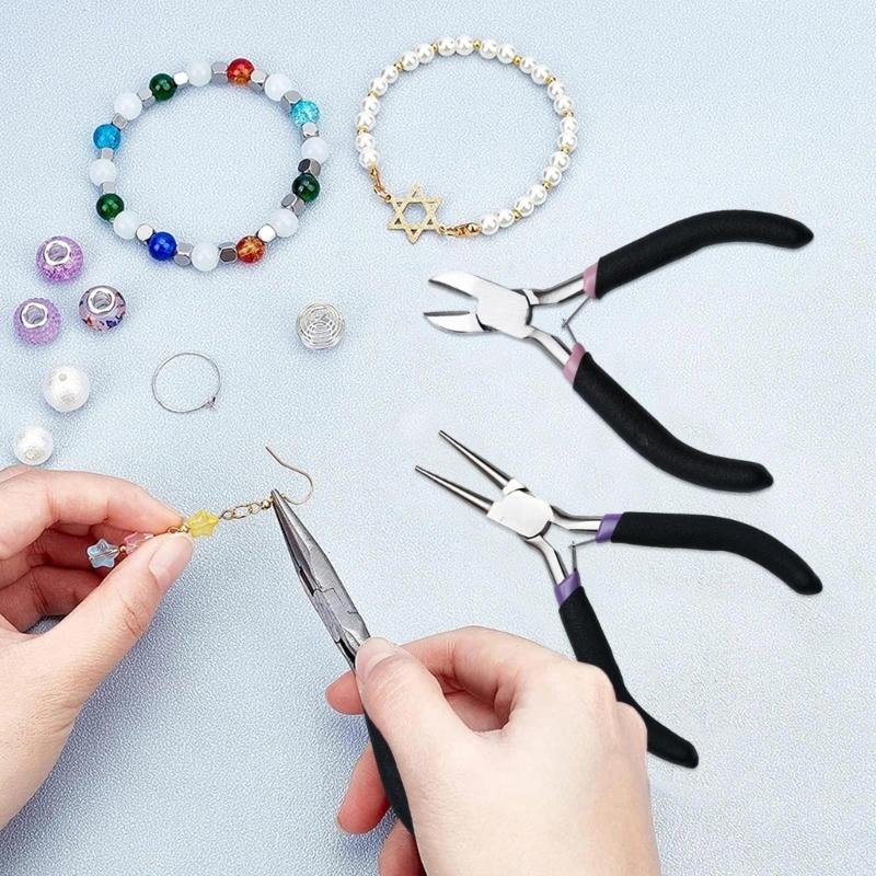 Набор из 3 шт. плоскогубцев из сплава для рукоделия, плоскогубцы с игольчатым носом/диагональные/круглогубцы, кусачки для проволоки, материалы для бисероплетения