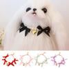 Dog Faux Pearl Necklace with Bow Adjustable Pet Wedding Collar