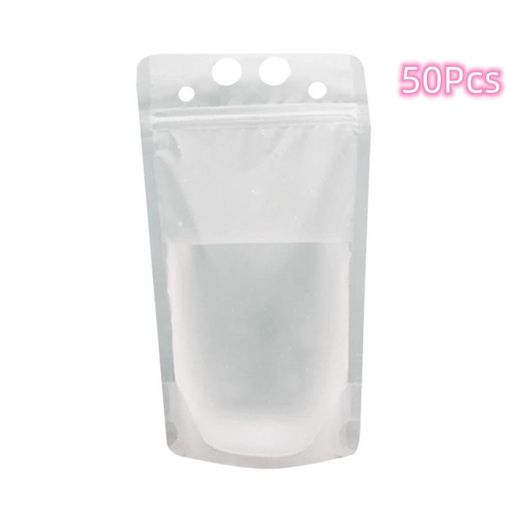 50Pcs Disposable Seal Pouches Frosted Smoothie Bags New Juice Drinking Bags