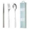 KXLCGYK 4-Piece Cutlery Set with Chopsticks, Spoon, Fork, and Storage Case, Made of 18-8 Stainless Steel, Perfect for Lunchboxes, Adults, and Students