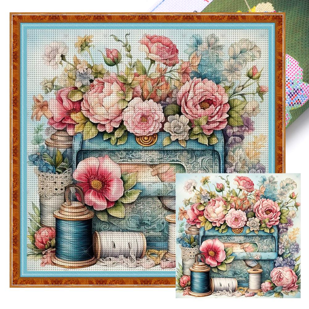 Полный комплект для вышивки крестом из эко-хлопка 11CT Printed Flower Art