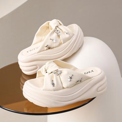 Модные женские блестящие тапочки 8 см, новинка 2024 года, женские сандалии на высоком каблуке, женские пляжные шлепанцы на платформе с кристаллами, массивные шлепанцы для женщин