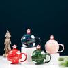 Creative Christmas Cup High Precision Mug Christmas Ceramic Cup with Lid Spoon Set