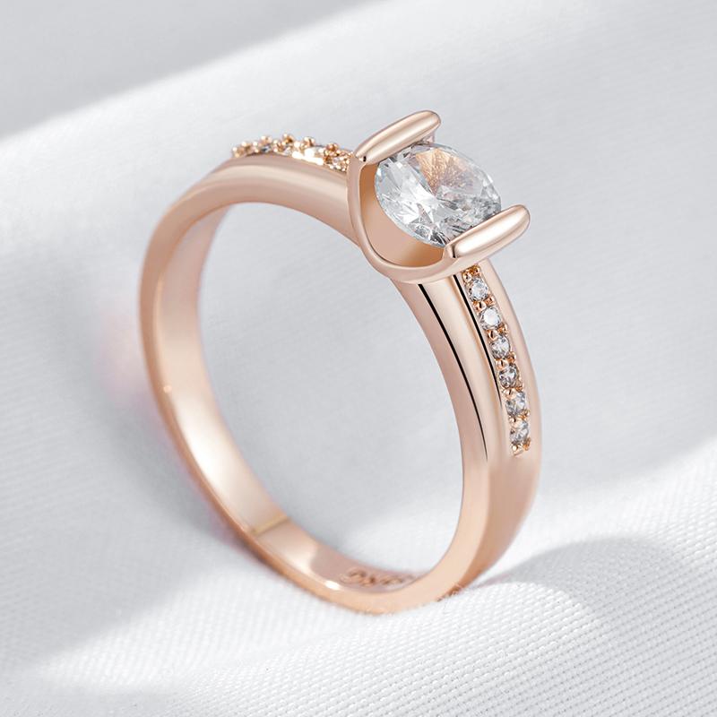 Блестящее белое кольцо для помолвки с натуральным цирконом для женщин, роскошные аксессуары цвета розового золота, изысканные повседневные украшения