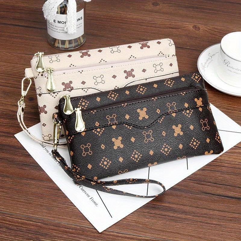 Women Long Wallets Double Zipper Clutches Purse Big Letter Fashion Wristlet Wallet Phone Portfel Damski Card Holder Lady Wallets