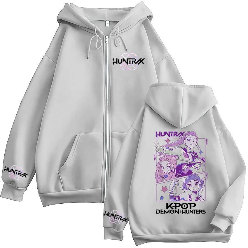 Худи на молнии Demon Hunters K-pop Film для мужчин и женщин, Харадзюку, с длинным рукавом, модная оверсайз куртка, толстовка на молнии, уличная одежда