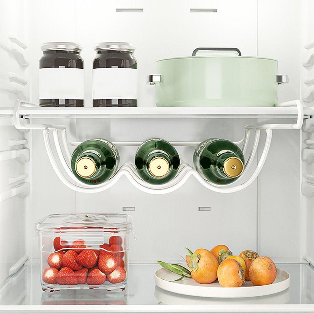 White Fridge Wine Display Rack Iron Wine Bottle Holder Durable Refrigerator Storage Rack Shelves