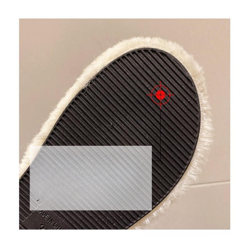 Осенне-зимняя корейская версия тапочек Velcro A Word с двойным поясом, меховые тапочки с плоской подошвой снаружи, хлопковые тапочки