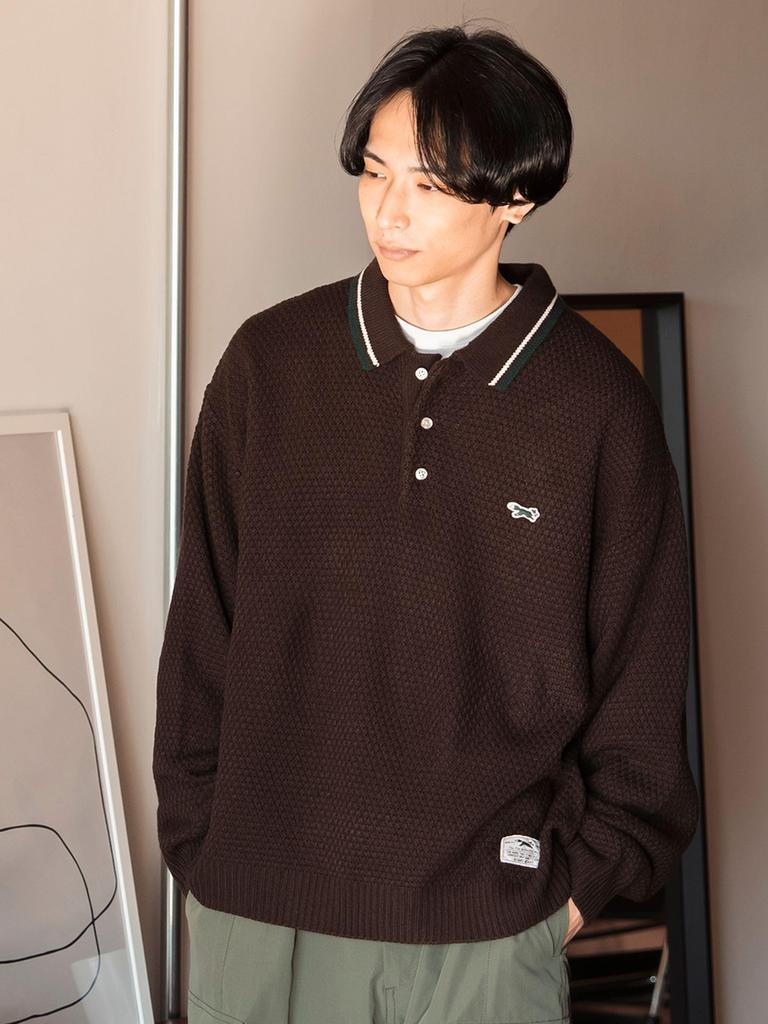 [BEAM'S HEART] L/S Knit [EXCLUSIVE] PENNEY'S FOX One-Point Knit Polo Men's D.BROWN Size S