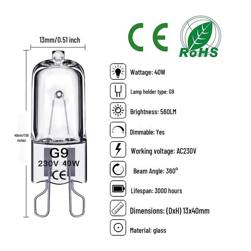 Галогенные лампы G4/G5.3 для ароматерапевтических ламп, 220 В/12 В, 20 Вт/35 Вт, двухконтактная хрустальная лампочка