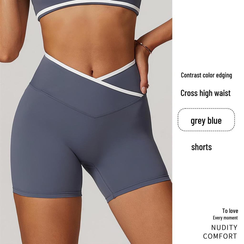 Европейские и американские йога-шорты с высокой талией и эффектом пуш-ап ягодиц - Женские трехточечные фитнес-брюки